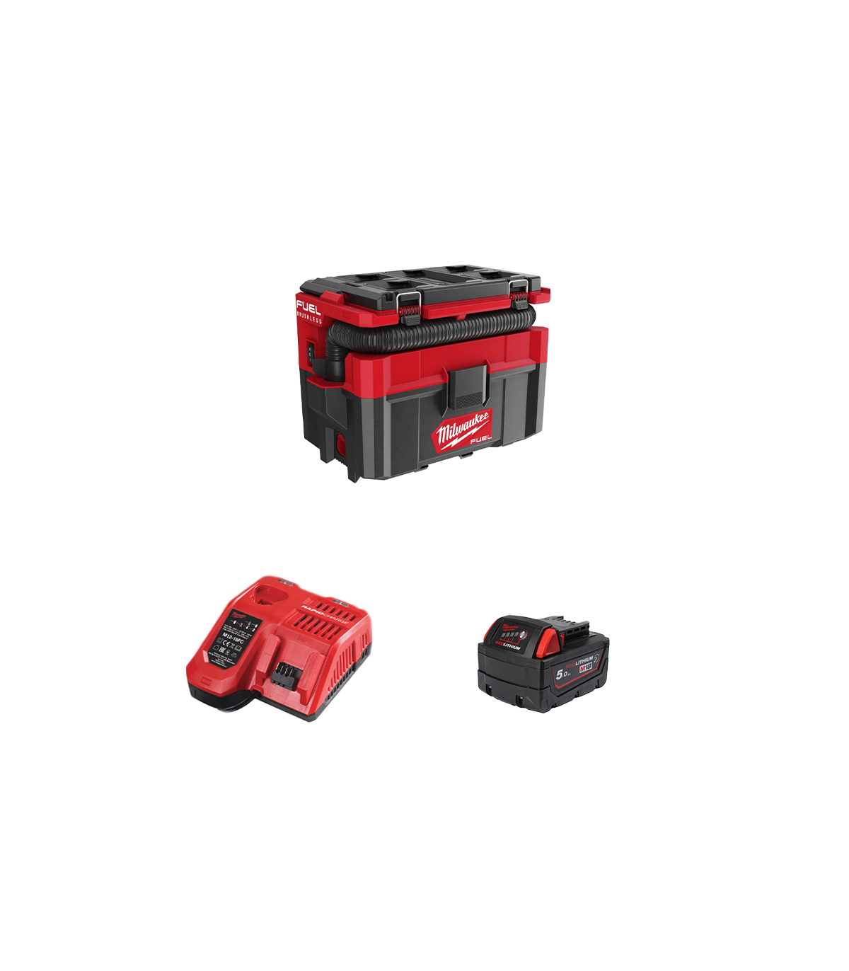 Aspirateur 18V M18 FPOVCL-0 + 1 batterie 18V 5 Ah + chargeur M12-18FC MILWAUKEE