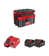 Aspirateur 18V M18 FPOVCL-0 + 2 batteries 18V 5 Ah + chargeur M12-18FC MILWAUKEE