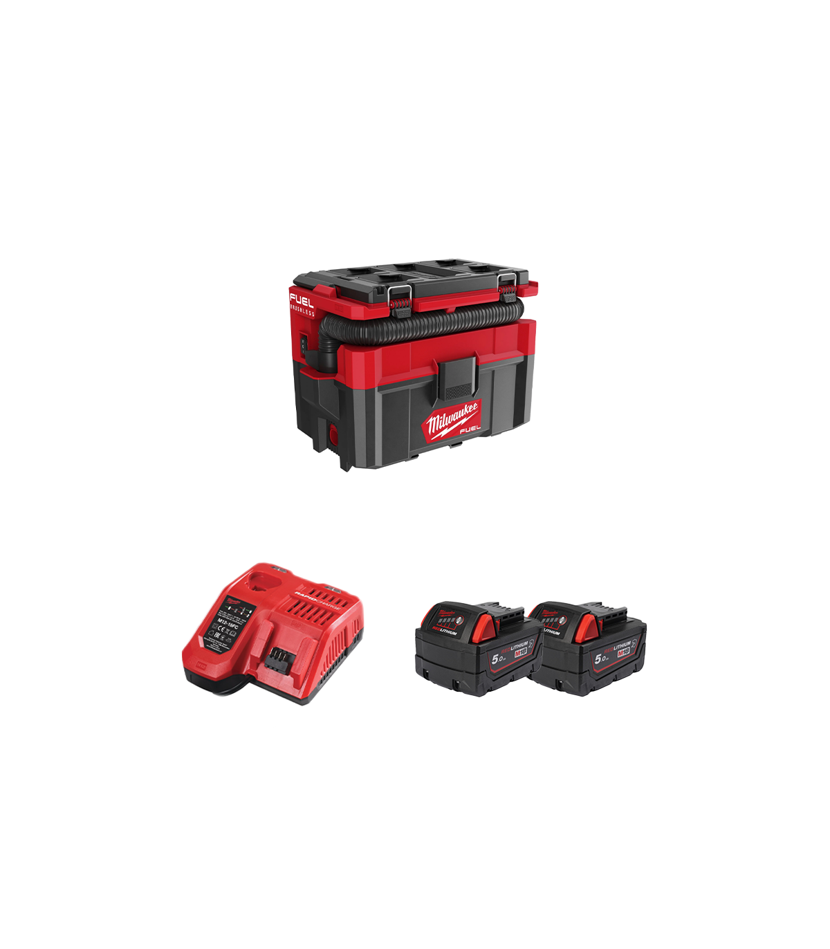 Aspirateur 18V M18 FPOVCL-0 + 2 batteries 18V 5 Ah + chargeur M12-18FC MILWAUKEE