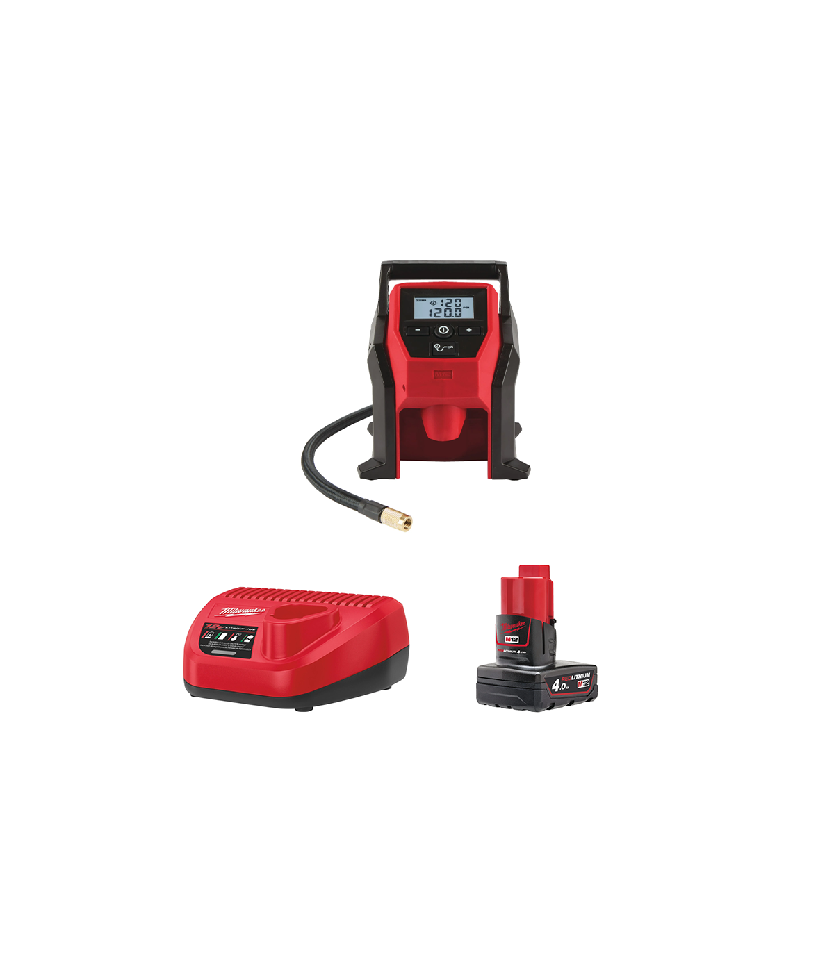 Compresseur / gonfleur 12V M12  BI-0 + 1 batterie 12V 4 Ah + 1 chargeur C12C MILWAUKEE