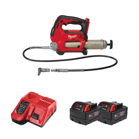Pompe à graisse 18V M18 GG-0 + 2 batteries 18V 5 Ah + chargeur M12-18FC MILWAUKEE