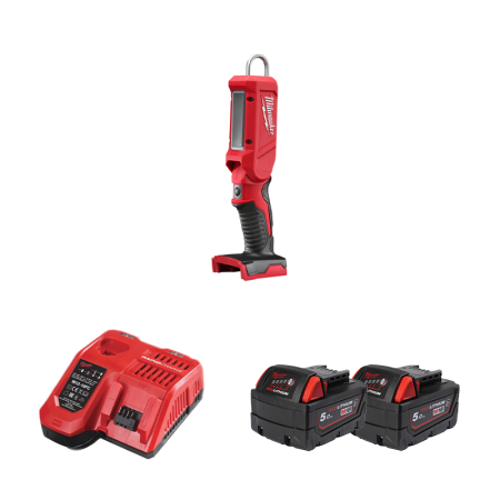 Baladeuse LED 18V M18 IL-0 + 2 batteries 18V 5 Ah + chargeur M12-18FC MILWAUKEE