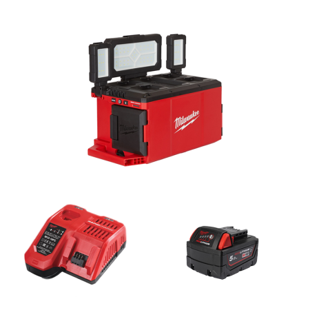 Projecteur de chantier 18V M18 POALC-0 + 1 batterie 18V 5 Ah + chargeur M12-18FC MILWAUKEE