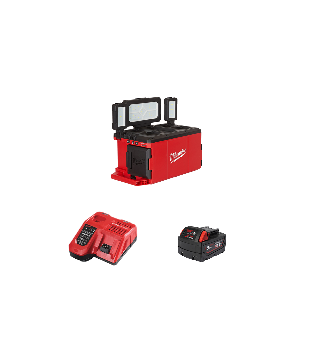Projecteur de chantier 18V M18 POALC-0 + 1 batterie 18V 5 Ah + chargeur M12-18FC MILWAUKEE