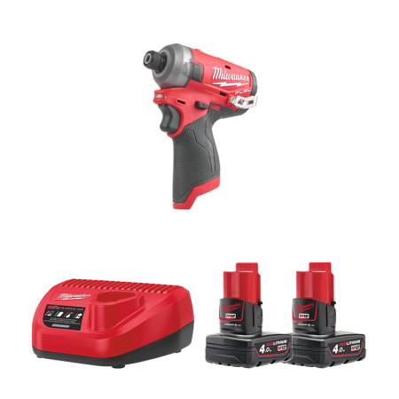 Visseuse à chocs 12V M12 FQID-0 + 2 Batteries 12V 4 Ah + 1 Chargeur C12C MILWAUKEE
