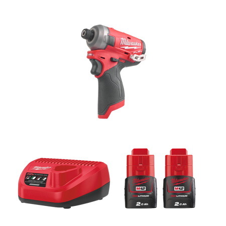Visseuse à chocs 12V M12 FQID-0 + 2 Batteries 12V 2 Ah + 1 Chargeur C12C MILWAUKEE