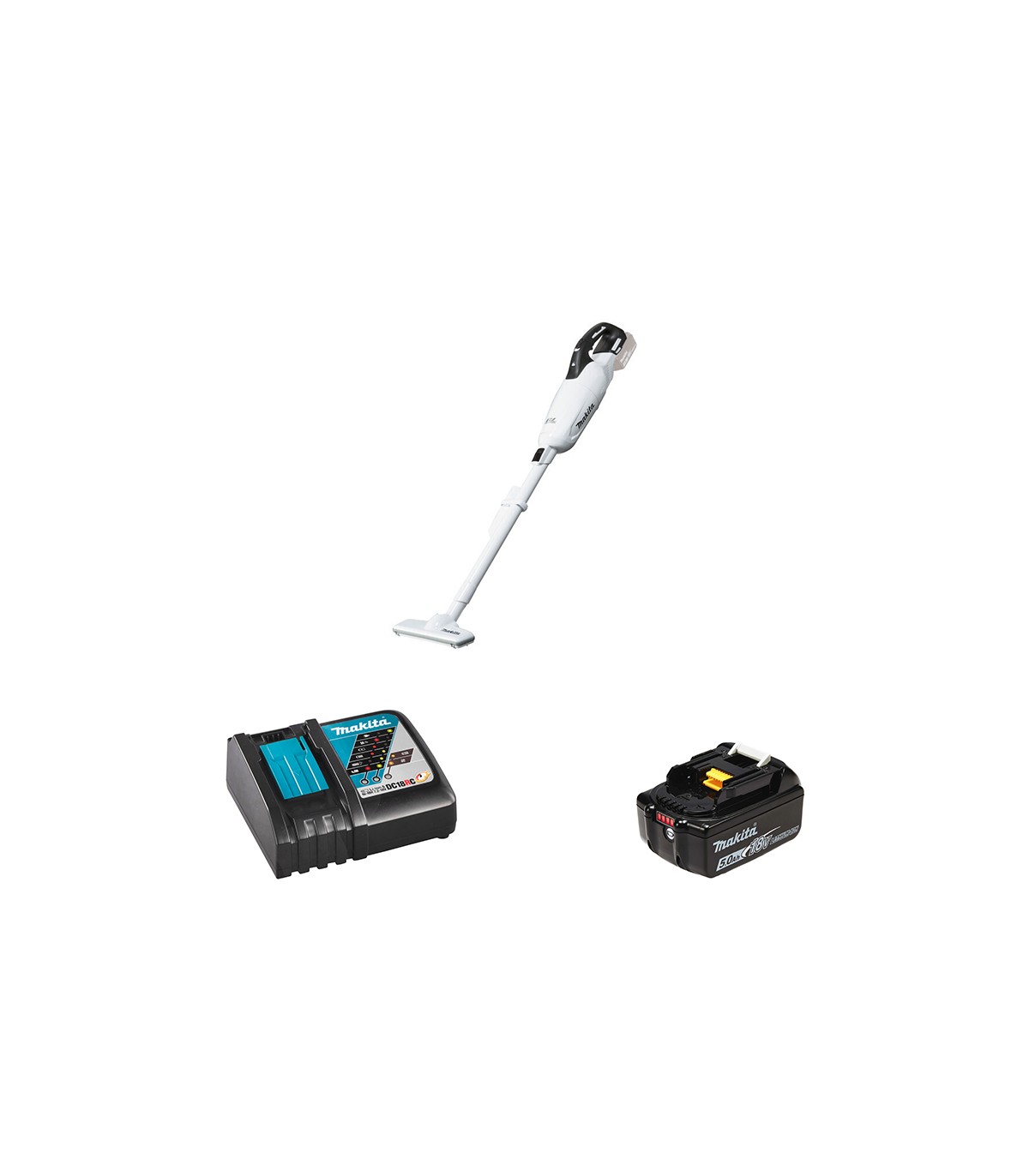 Aspirateur 18V Blanc DCL284FZW + 1 batterie BL1850B 18V 5 Ah + 1 chargeur DC18RC MAKITA