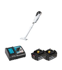 Aspirateur 18V Blanc DCL284FZW + 2 batteries BL1850B 18V 5 Ah + 1 chargeur DC18RC MAKITA