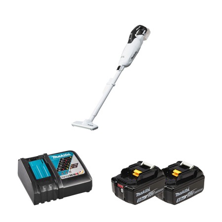 Aspirateur 18V Blanc DCL284FZW + 2 batteries BL1850B 18V 5 Ah + 1 chargeur DC18RC MAKITA