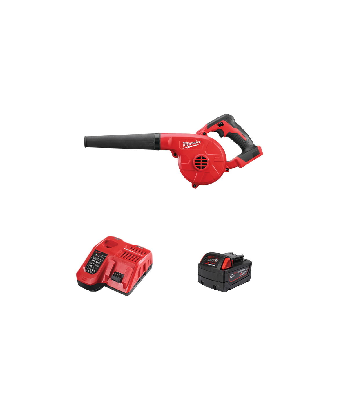 Souffleur 18V M18 BBL-0 + 1 batterie 18V 5 Ah + chargeur M12-18FC MILWAUKEE