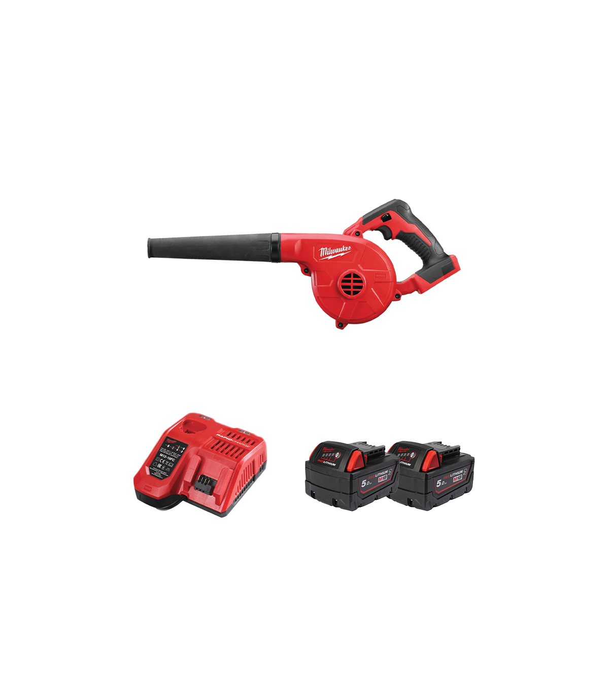 Souffleur 18V M18 BBL-0 + 2 batteries 18V 5 Ah + chargeur M12-18FC MILWAUKEE