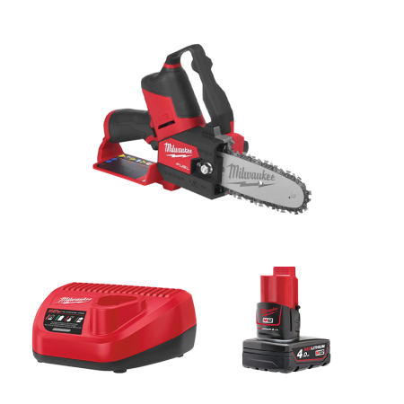 Tronçonneuse d'élagage 12V M12 FHS-0 + 1 batterie 12V 4 Ah + chargeur C12C MILWAUKEE