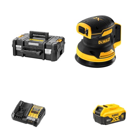 Ponceuse Ø125 mm 18V DCW210NT-XJ + 1 batterie 18V 5 Ah + chargeur DCB1104-QW DEWALT