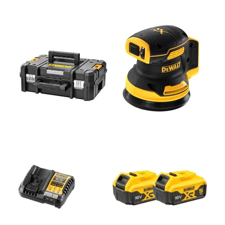 Ponceuse Ø125 mm 18V DCW210NT-XJ + 2 batteries 18V 5 Ah + chargeur DCB1104-QW DEWALT