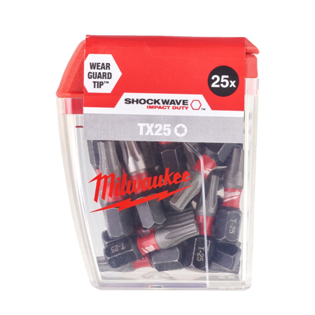 Lot de 25 embouts de vissage Shockwave TX25 x 25mm MILWAUKEE