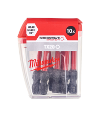 Lot de 10 embouts de vissage Shockwave TX20 x 50mm MILWAUKEE
