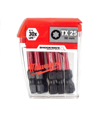 Lot de 10 embouts de vissage Shockwave TX25 x 50mm MILWAUKEE