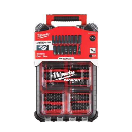 Coffret de 16 douilles 1/2" Shockwave Impact Duty MILWAUKEE