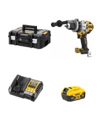 Perceuse-visseuse à percussion 18V DCD1007NT-XJ + 1 batterie 18V 5 Ah + 1 Chargeur DCB1104-QW DEWALT
