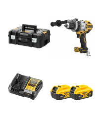 Perceuse-visseuse à percussion 18V DCD1007NT-XJ + 2 batteries 18V 5 Ah + 1 Chargeur DCB1104-QW DEWALT