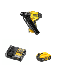 Cloueur de charpente XR 18V DCN930N-XJ + 1 batterie 18V 5 Ah + 1 Chargeur DCB1104-QW DEWALT
