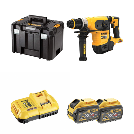 Perforateur Burineur XR 54V 4,5J DCH416NT-XJ + 2 batteries 18/54V 9-3Ah + 1 chargeur DCB118-QW DEWALT