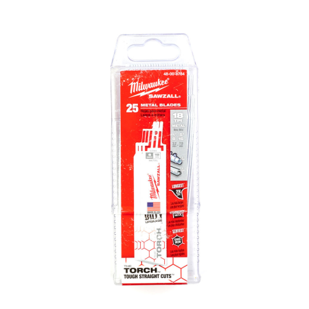 Lot de 25 lames scie sabre démolition 150mm 18 TPI MILWAUKEE
