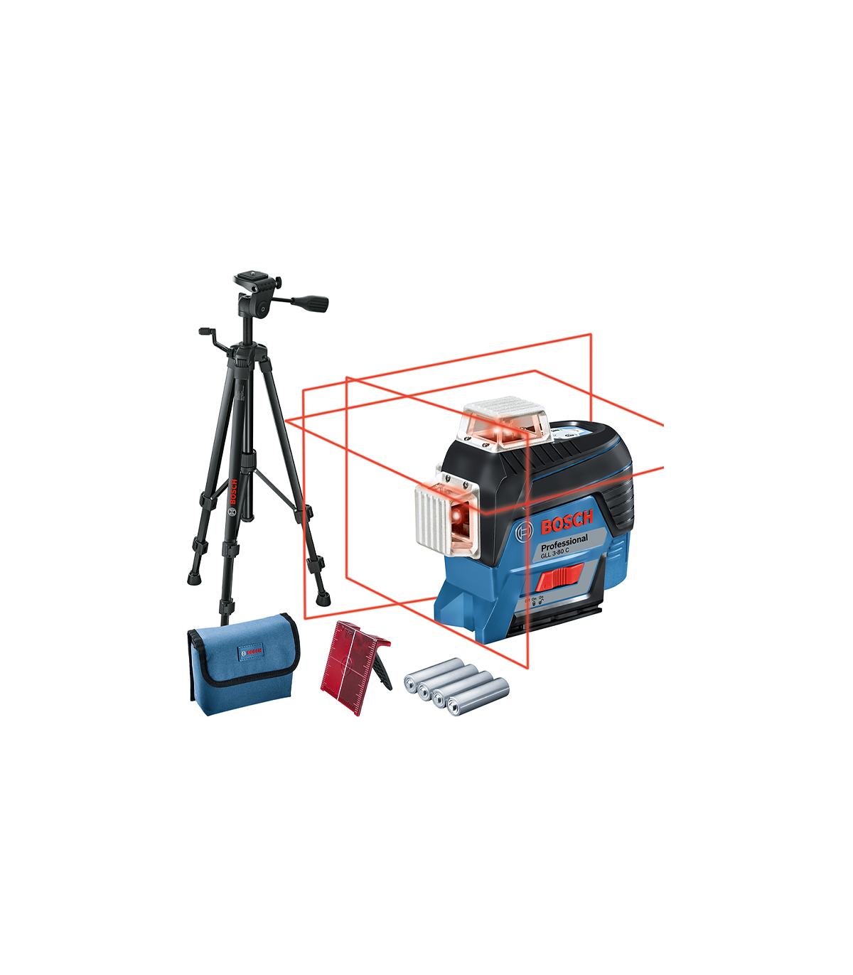 Laser lignes rouge GLL 3-80 C + Trépied BT 150 BOSCH