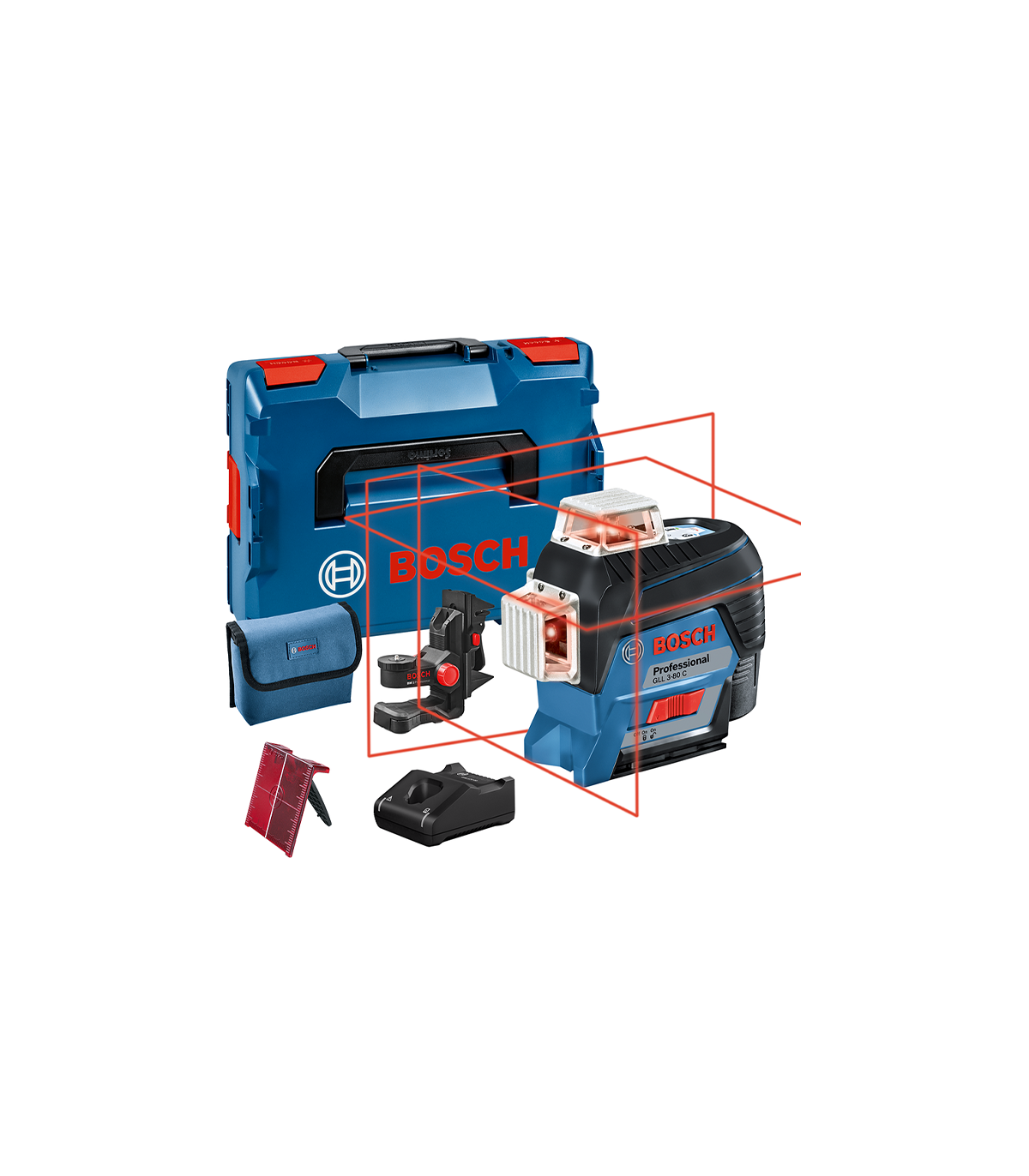Laser lignes rouge GLL 3-80 C + 1 batterie 12V 3 Ah + 1 chargeur GAL 12V-40 BOSCH