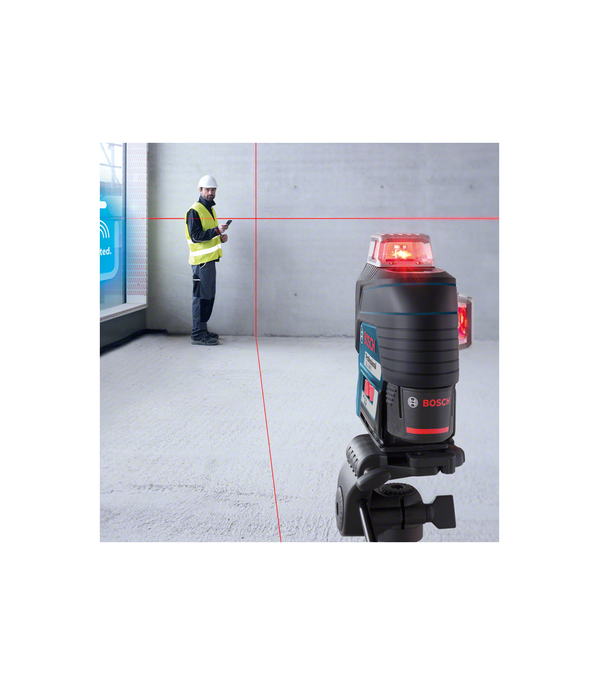 Laser lignes rouge 360° Pile 12V GLL 3-80 C + Trépied BT 150 BOSCH