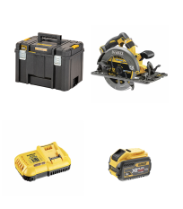 Scie circulaire 54V Ø190 mm DCS579 + 1 batterie 18/54V 9-3Ah + 1 chargeur DCB118-QW DEWALT