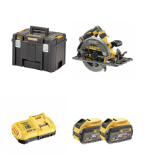 Scie circulaire 54V Ø190 mm DCS579 + 2 batteries 18/54V 9-3Ah + 1 chargeur DCB118-QW DEWALT