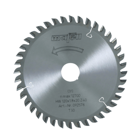 Lame de scie au carbure 120x1,2/1,8x20 mm 40 dents aggloméré laminé MAFELL