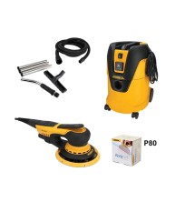 Pack ponceuse excentrique DEROS II 5650CV + Aspirateur 1025L + tuyau + kit de nettoyage + Abranet MIRKA