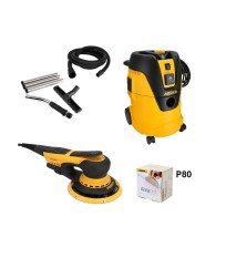 Pack ponceuse excentrique DEROS II 5650CV + Aspirateur 1125L + tuyau + kit de nettoyage + Abranet MIRKA