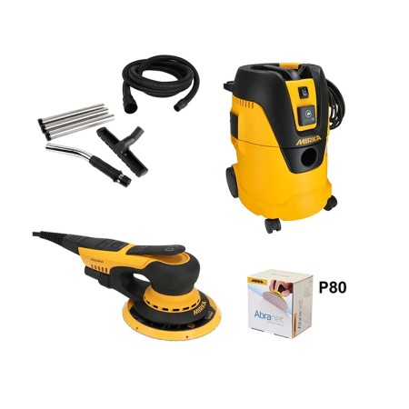 Pack ponceuse excentrique DEROS II 5650CV + Aspirateur 1125L + tuyau + kit de nettoyage + Abranet MIRKA