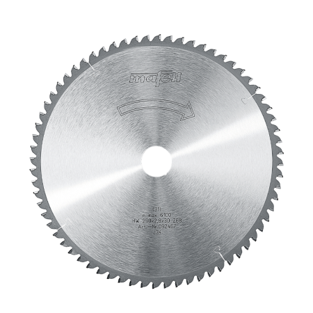 Lame de scie carbure 250 x 1,8/2,8 x 30 mm 68 dents Profilés plastique et Alu MAFELL