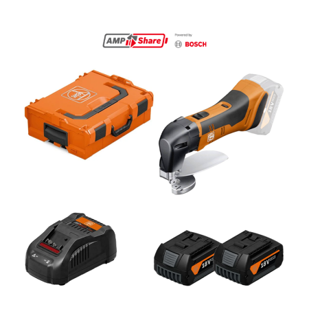 Cisaille tôle 18V ABLS 18 1,6 E AS + 2 batteries GBA 18V 4 Ah AS + 1 chargeur GAL 1880 CV AS FEIN