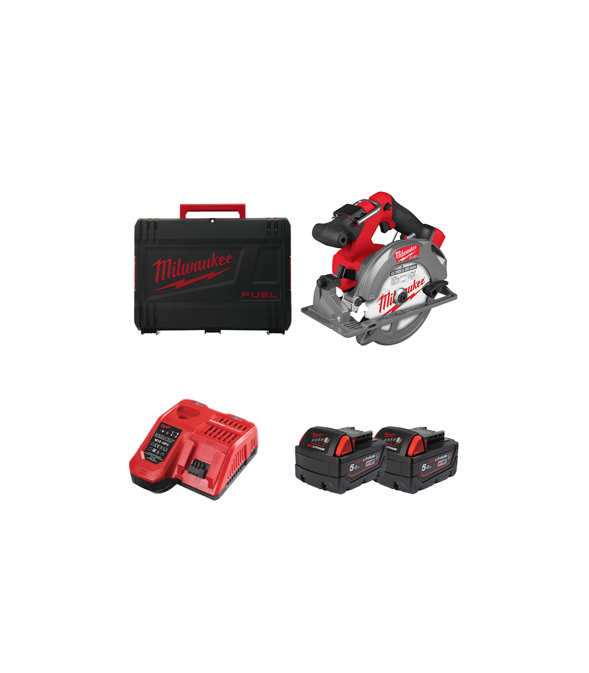 Scie circulaire Ø165 mm 18V M18 FCS552-0X + 2 batteries 18V 5 Ah + chargeur M12-18 FC MILWAUKEE