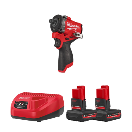 Boulonneuse compacte ½ 12V M12 FCIWF12G3-0 + 2 batteries 12V 5 Ah + Chargeur C12C MILWAUKEE