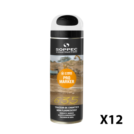 Lot de 12 Traceurs de chantier non fluorescent Pro Marker Blanc SOPPEC