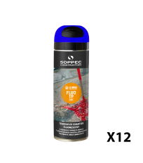 Lot de 12 Traceurs de chantier Fluo TP Bleu 650ml SOPPEC