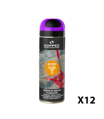 Lot de 12 Traceurs de chantier Fluo TP Violet 650ml SOPPEC
