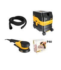 Pack ponceuse rotative Ø150mm DEROS RS 600 + aspirateur DEXOS 1217 M AFC + tuyau 4m + abrasifs MIRKA
