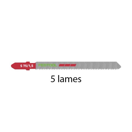 Lot de 5 lames de scie sauteuse plastique S 75/1.5/5 FESTOOL