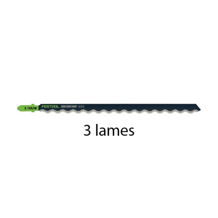 Lot de 3 lames de scie sauteuse matériaux isolants S 155/W/3 FESTOOL