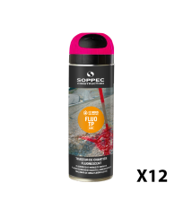 Lot de 12 Traceurs de chantier Fluo TP Cerise 650ml SOPPEC