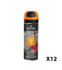 Lot de 12 Traceurs de chantier Fluo TP Orange 650ml SOPPEC