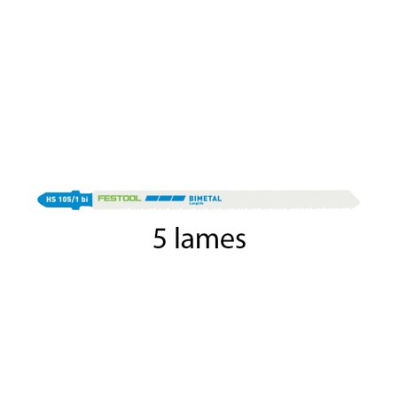 Lot de 5 lames de scie sauteuse métaux HS 105/1 BI/5 FESTOOL