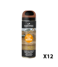 Lot de 12 Traceurs de chantier non fluorescent Pro Marker Marron 650ml SOPPEC